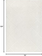 Antep Rugs Palafito 6x9 Geometric Shag Diamond High-Low Pile Textured Indoor Area Rug (White, 6'7" x 9')