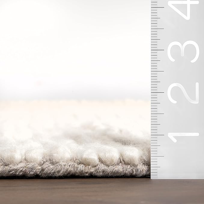 Nuloom Penelope Off-White/Ivory, 9'6" x 13'6", Hand-Braided, Wool & Cotton, Soft and Textured, High Traffic, Stain Resistant, Easy Clean, Durable Area Rug for Bedroom, Living Room, Dining, Entryway