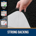 OLANLY Black Bathroom Rug 30x20, Extra Soft Absorbent Chenille Bath Rugs, Rubber Backing Quick Dry, Machine Washable Bath Mats for Bathroom Floor, Tub and Shower, Home Decor Accessories