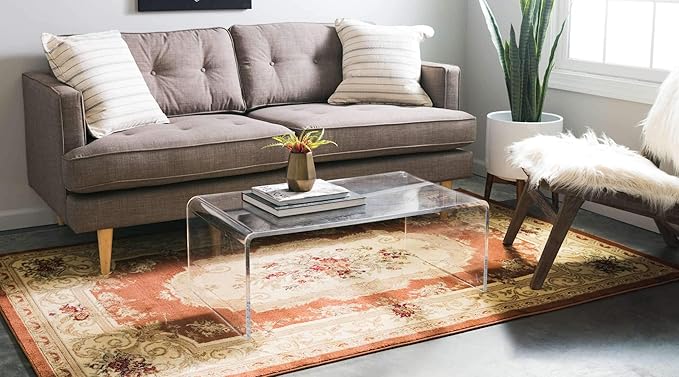 Unique Loom Versailles Collection Traditional Classic Floral Motif Area Rug (5' 0 x 8' 0 Rectangular, Terracotta/ Ivory)