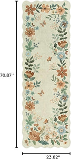 Lahome Floral Kitchen Runner Rug, 2X6 Rug Runners for Hallways Non Slip Ultra-Thin Soft, Non Slip Washable Runner Low-Pile Stain Resistant Boho Carpet for Bathroom Bedroom(2x6ft,Beige)