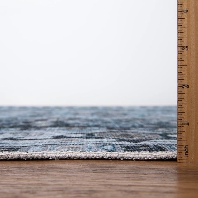 Bloom Rugs Caria Washable Non-Slip 6x9 Rug - Navy Blue Traditional Area Rug for Living Room, Bedroom, Dining Room, and Kitchen - Exact Size: 6' x 9'