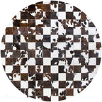 Sn Alef Home Black & White Round Rug | Checkered Floral Designer Carpet for Living Room | Handcrafted Circular Floor Mat for Home Decor & Meditation Space(4x4)