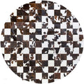 Sn Alef Home Black & White Round Rug | Checkered Floral Designer Carpet for Living Room | Handcrafted Circular Floor Mat for Home Decor & Meditation Space(8x8)