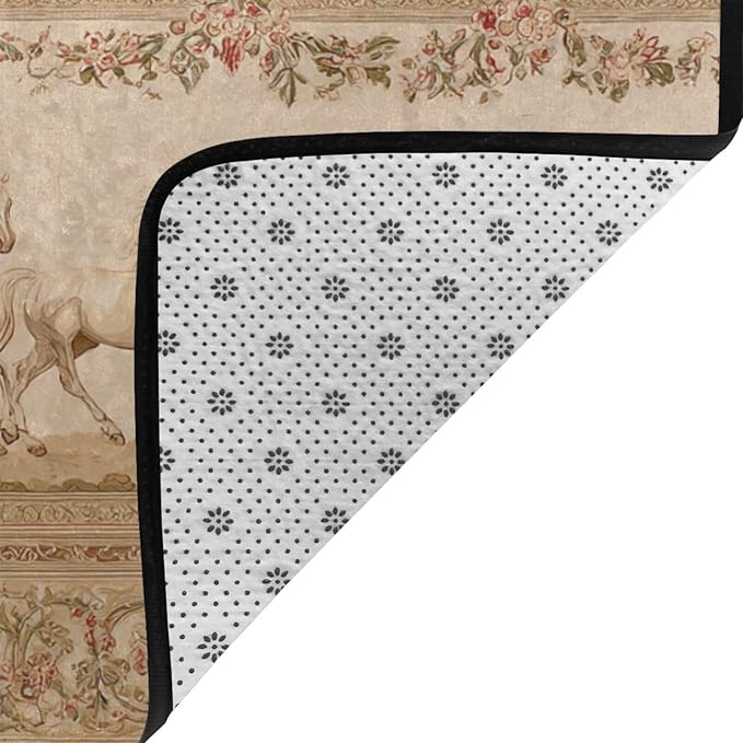 Horse Western Boho Ethnic Style Area Rug Washable Outdoor Rugs Anti-Slip Soft Carpet Entryway Indoor Door Mat for Bedroom,Living Room,Porch,Terrace and Entrance Decor 8'x 5'