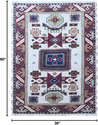 Hand Knotted Wool & Silk ECO-Friendly Oriental Area Rugs - 3'x5', Rectangle Shape, Cream Burgundy Color, Classic Oriental Traditional, Medium Pile Handmade Area Rugs (AF0102)