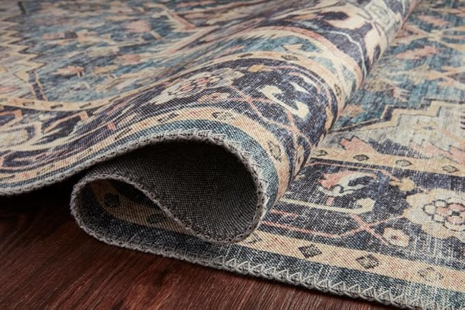 Loloi Hathaway Collection HTH-01 Navy/Multi 2'-3" x 3'-9", .25" Thick Accent Rug, Soft, Durable, Printed, Modern, Low Pile, Non-Shedding, Easy Clean, Living Room Rug