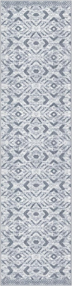 KILOCOCO Hallway Runner Rug 2.6'x10' Washable Printed Moroccan Runner Rugs Non Slip Entryway Rugs Soft Indoor Long Floor Rug for Bedroom Kitchen Living Room Geometric Boho Carpet Runners, Grey White