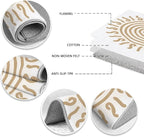 Boho Washable Rugs for Bedroom 8x10, Modern Sun Print Soft Minimalism Area Rug, Non Slip Low Pile Abstract Carpet for Classroom Living Room Decor Dining Room, Beige Yellow