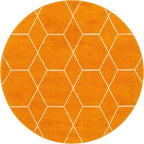 Unique Loom Trellis Frieze Collection Area Rug - Geometric (4' 1" Round, Orange/ Ivory)