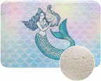 Mermaid with Harp Bath Rugs Microfiber Bathroom Mat Soft Plush Shaggy Shower Mat for Bathroom Fluffy Comfortable Water Absorbent Carpet Non-Slip Machine Washable 20"X30"