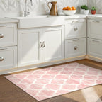 Lahome Moroccan Pink Bathroom Rug - 2x4 Runnr Rug Washable Kids Nursery Rugs Small Soft Girl Dorm Non-Slip Modern Throw Carpet Runner for Entryway Bedroom
