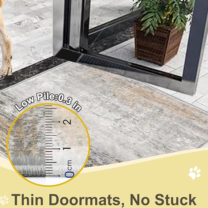 COMSLE Door Mat Soft Absorbent Indoor Front Entryway Rug Machine Washable Entrance Mats for Muddy Paws Non Slip Throw Rugs 32" x 48" Doormat for Inside Foyer Bedroom - Yellow