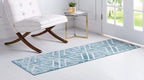 Rugs.com Lattice Trellis Collection Rug – 10 Ft Runner Blue Low-Pile Rug Perfect for Hallways, Entryways
