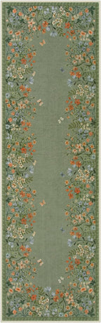Lahome Boho Floral 2'6"x8 Green Washable Hallway Kitchen Runner Rug, Non Skid Bathroom Carpet Runners, Soft Non-Slip Indoor Rug Runners for Entryway Laundry Bedroom(Green,2'6"x8)