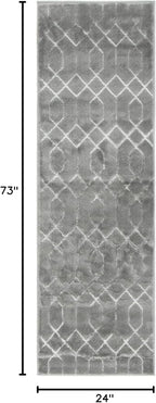 Marilyn Monroe Glam Collection Area Rug - Trellis (2' x 6' 1" Runner, Gray Silver/ Silver)