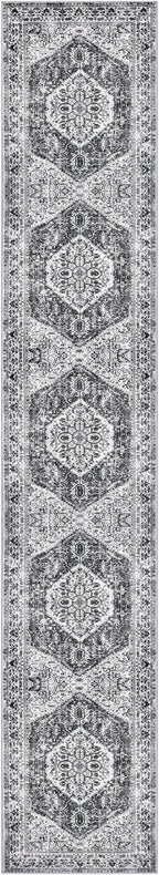 KOZYFLY Runners for Hallways 2x12 Ft Extra Long Washable Kitchen Runner Rug Boho Runner Rug for Entryway Indoor Printed Faux Wool Stair Runner Floor Carpet for Stair Kitchen Hall, Grey