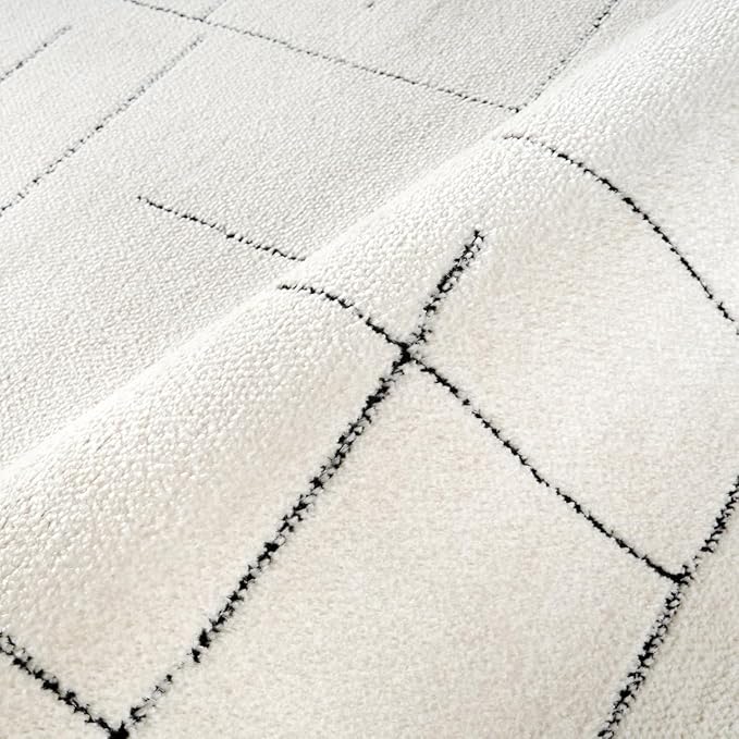 Abani Cream Area Rug – 5' x 8' – Oliver Collection – Striped Pattern – Non-Shedding, Easy to Clean – Durable for Living Room, Bedroom, or Office, Pet & Child Friendly