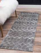 Unique Loom Marilyn Monroe Glam Collection Area Rug - Trellis (2' x 10' Runner, Gray Silver/ Silver)