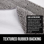 GORILLA GRIP Bath Rug Mat, Thick Soft Absorbent Chenille, Quick Dry Microfiber Mats, Rubber Backing Washable Shower Floor Rugs, US Designed Bathroom Bathmat Home Decor Accessories, 24x17, Grey