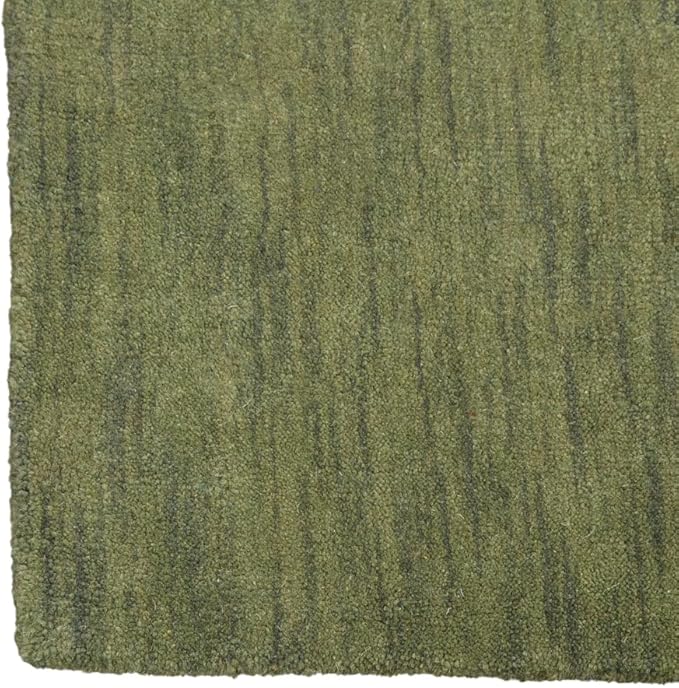 Hand Knotted Loom Wool ECO-Friendly Area Rugs - 6'x6', Square, Green Color, Solid Plain Design, High Pile Thick Handmade Anti Skid Area Rugs for Living Room, Bed Room (L00111)