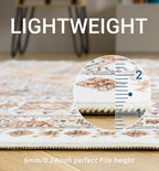 zesthome Washable Round Rug - 5ft Ultra-Thin Circle Area Rugs, Vintage Non-Slip Low Pile Rug for Living Room, Stain Resistant Rug for Bedroom, Entryway, Kitchen, Nursery