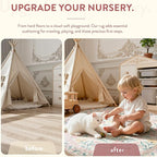 Lahome Boho Light Pink Round Rug 4ft, Washable Small Circle Rugs for Bedroom Kids, Pink and Green Nursery Circular Carpet Girl Decor, Soft Non-Slip Round Carpet for Sunroom, Blush