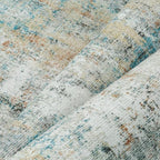 9x12 Area Rug Teal Beige Abstract Living Room Bedroom Washable Carpet Neutral Modern Non-Slip Soft Low Pile Lightweight Vacuumable Large Throw Rug for Dining Room