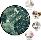 Small Round Area Rug, Washable & Non Slip Soft Rugs for Cozy Home Decor Monstera Leaves Pattern for Living Room, Bedroom, Entryway, Indoor & Outdoor Use