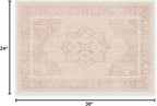 RUGGABLE Washable Area Rug – Kamran Soft Pink 2x3, Stain-Resistant, Non-Slip – Small Machine Washable Rugs for Living Room, Bedroom, Hallway, Entryway & Bathroom–with Standard Pad