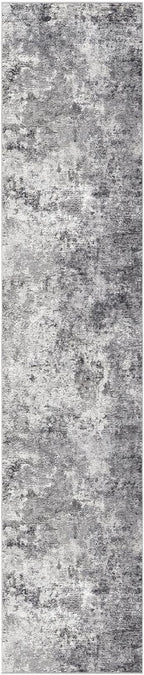3X12 Washable Runner Rug for Hallway: Soft Neutral Modern Abstract Area Rug - Non-Slip Low Pile Long Throw Indoor Carpet for Kitchen Entryway Kitchen Bedroom Laundry - Grey