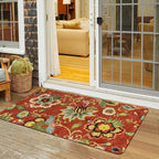 Lahome Floral Red Carpet Runner Rug 2x4, Washable Hallway Non-Slip Kitchen Christmas Runner Rugs, Vintage Throw Carpet for Hallway Bathroom Entryway Laundry Room(2'x4', Red)
