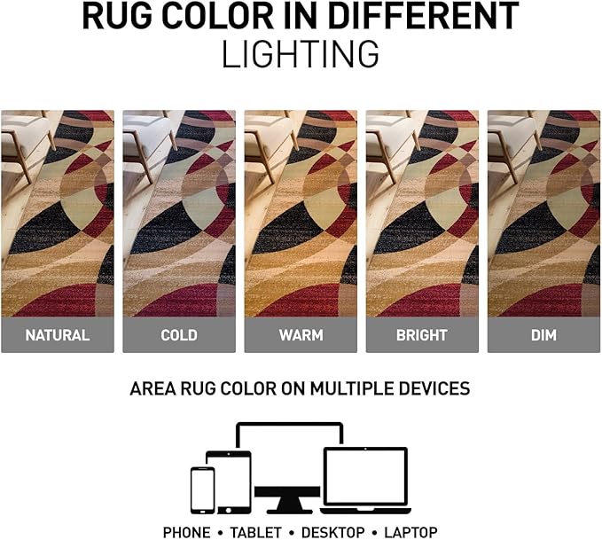 Rugshop Contemporary Abstract Circles Perfect for high Traffic Areas of Your Living Room,Bedroom,Home Office,Kitchen Easy Cleaning Area Rug 2' x 3' Multi