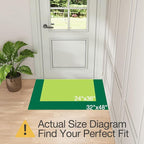 LUMI Front Door Mat Indoor Entrance 24"x36", Low Profile Welcome Mat, Non-Slip Washable Doormat with Rubber Backing for Entrance, Patio, Garage, Green
