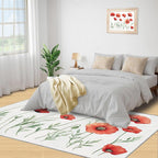 Little Red Flower Rugs for Bedroom - 6x9 Area Rug - Abstract 3D Flowers Rugs for Living Room, Modern Simple Art Rug, Non-Slip Washable Home Decor Carpet