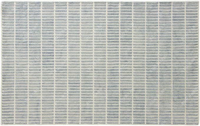 Capitola Hand-Tufted Wool Rug 9x13 Blue Coastal, Rustic Area Carpet for Bedroom Living Room, Textured Natural PB Style, Soft Wool Accent Mat