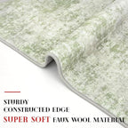 Modern Abstract Runner Rug 2x5, Sage Green Grey Washable Kitchen Runner Entryway Rug Mat Non-Slip Soft Hallway Rug Runner Thin Print Faux Wool Carpet for Bedroom Laundry Room Indoor