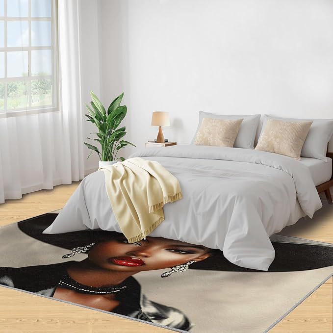 5x8 Fashionable Woman Kids Rug - Modern Woman Dining Room Rug, Sexy Girl Area Rugs Indoor Modern Rugs for Bedroom Hardwood Floors Teen Room