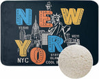 New York City Bath Rugs for Bathroom New York Theme on Black Background Durable Flannel Bath Rug Clearance Mats for Forlaundry Room and Kitchen Decor Carpt Washable 20 X 32 Inch Mat