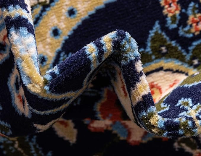 Unique Loom Espahan Collection Area Rug - Cape Cod (7' 10" x 10' Rectangle, Navy Blue/ Black)