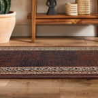 Antep Rugs Alfombras Bordered Modern 2x10 Non-Slip (Non-Skid) Low Pile Rubber Backing Indoor Area Runner Rug (Brown, 2' x 10')