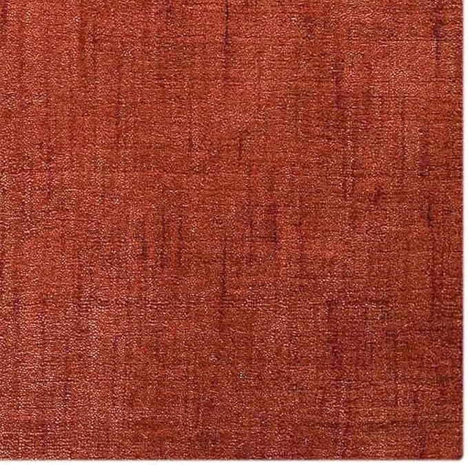 Hand Knotted Loom Wool ECO-Friendly Area Rugs - 10'x10', Square, Light Red Color, Solid Plain Design, High Pile Handmade Anti Skid Area Rugs for Living Room, Bed Room (L00111)
