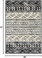 KUTA 4x6 Rug Boho Rugs for Living Room, Moroccan Washable Kitchen Rug Non Slip, Black Navy Blue Ultra Soft Print Geometric Entry Low-Pile Throw Carpet for Bedroom Nursery Dorm Decor