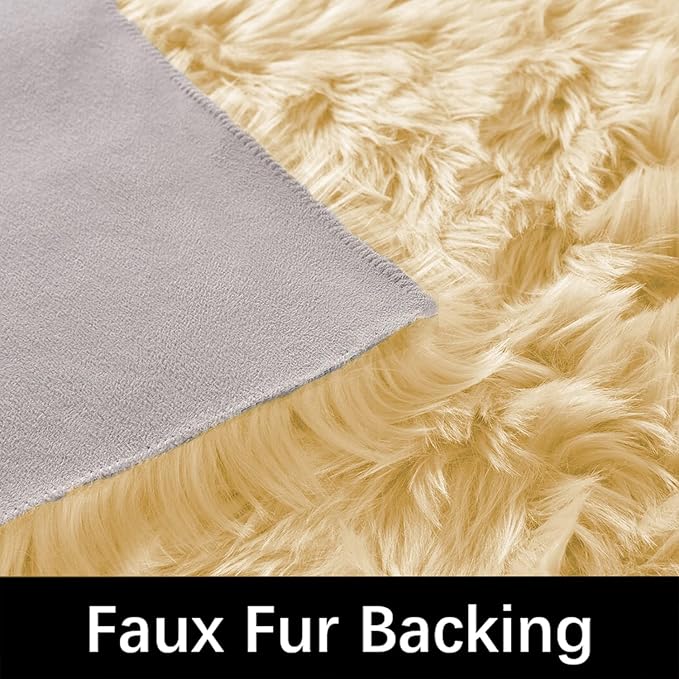 Latepis Large Area Rugs Yellow 6.7X10 Fluffy Shag Rugs Washable Faux Fur Rug for Living Room Plush Soft Fuzzy Rug for Bedroom Playroom Home Decor Rectangle