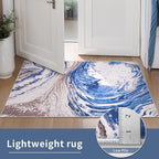 Ciicool Modern Abstract Area Rug 2x3 Washable Small Soft Entryway Rugs, Blue Brown Non-Slip Low Pile Throw Entry Rug, Foldable Kitchen Bathroom Rugs Floor Carpet for Entrance Bedroom Indoor Doormat