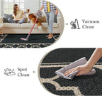 Moynesa Moroccan Easy Jute Outdoor Rug 8x10, Black Washable Living Room Rug Indoor Outdoor Patio Rug Non Slip, Geometric Farmhouse Carpet for Backyard Bedroom Dining Room
