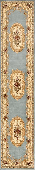 Rugs.com Chateau Collection Rug - 13 Ft Runner Light Blue Medium Pile Rug