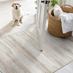 PADOOR Modern Abstract Runner Rug - 2x5 Washable Hallway Rugs, Ultra Soft Non-Slip Low Pile Floor Rugs for Hallway Entryway Kitchen Bedroom Bedside Laundry Room Brown