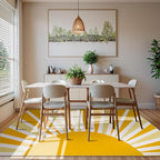 Lahome Yellow Rainbow Sun Area Rug: 9'x12' Ultra-Thin Machine Washable & Non-Slip with Cute Boho Print for Nursery, Bedroom, Living Room, Classroom & Dorm