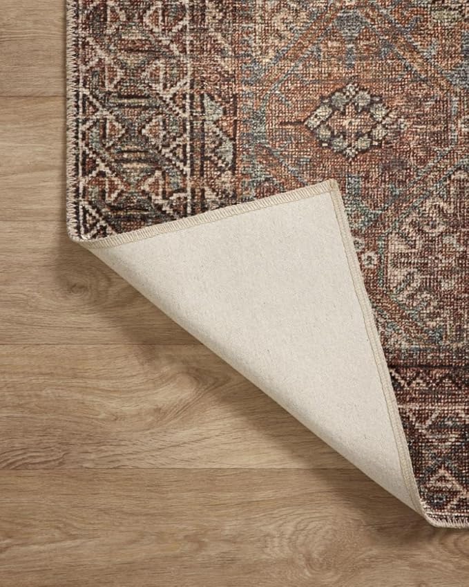 Loloi Amber Lewis Billie Collection BIL-04 Aqua/Rust 2'-6" x 12'-0", 0.19" Thick Runner Rug
